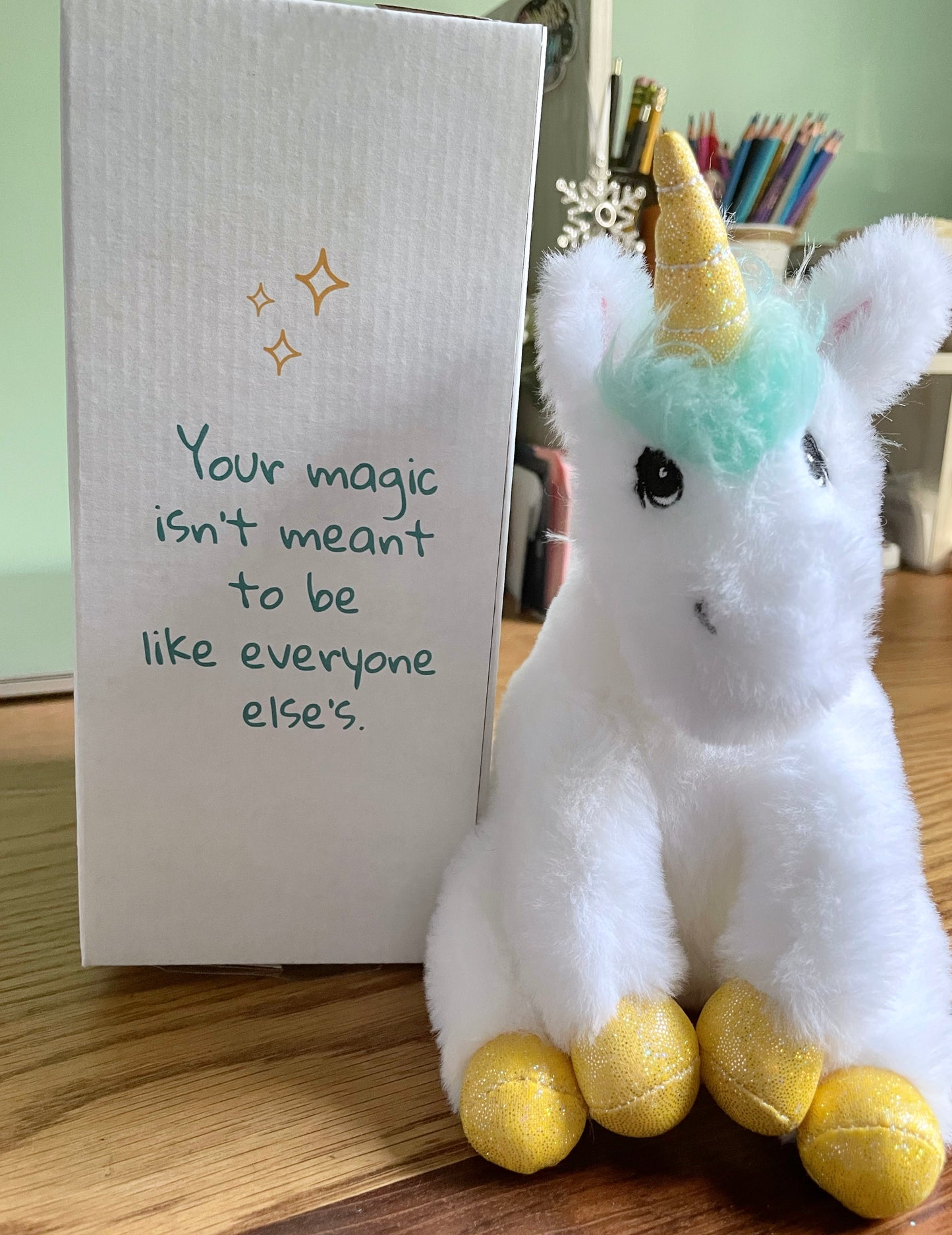 Gerald the Shaggy Unicorn Stuffed Animal + Reminder Box